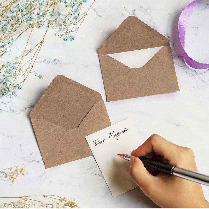 MATICAN Mini Kraft Brown Envelopes - 100 Count, 4 x 2.7 Inches, Perfect for Gift Cards, Weddings, Business, Birthdays - Image 2
